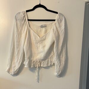 Hollister Cream Smocked Blouse